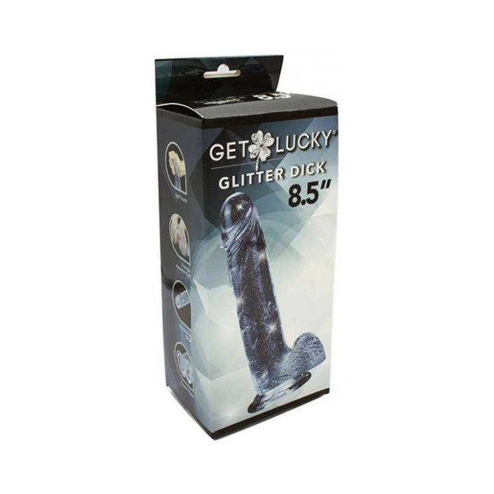 Get Lucky 8.5" Real Skin Glitter Dick - Clear - SexToy.com