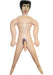 Full-size inflatable male doll with dark hair, defined chest, and 7-inch vibrating feature.