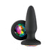 Black tapered silicone butt plug with a colorful faceted gem base for a stylish and elegant touch.
