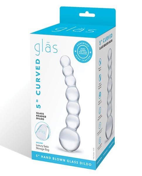 Glas 5 inches Curved Glass Beaded Dildo Clear | SexToy.com