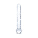 Clear glass dildo with spiraled ridges and raised nubs, designed for targeted internal stimulation.