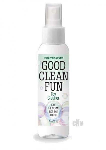 Good Clean Fun eucalyptus scented toy cleaner spray bottle 2 oz with germ-killing formula and playful bubble design