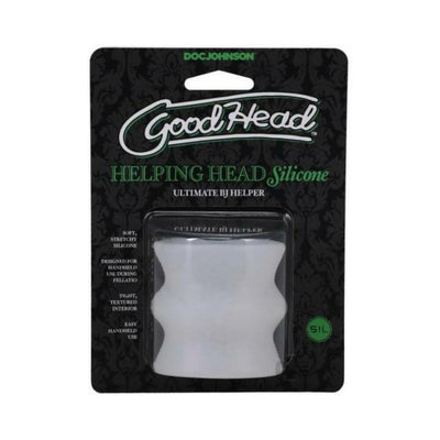 Goodhead Helping Head Silicone mini stroker in frosted white packaging by Doc Johnson