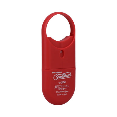 Compact red Goodhead Juicy Head Apple dry mouth spray with loop for easy carrying and discreet use.
