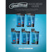 Goodhead Slick Head Glide lubricant tubes and boxes in strawberry, cotton candy, watermelon, blue raspberry, and mint flavors on blue background.