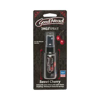 Goodhead Tingle Spray Sweet Cherry flavor in 1 fl. oz. bottle with black packaging and cherry graphics.