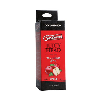 GoodHead Juicy Head apple-flavored dry mouth spray in 2 fl oz packaging by Doc Johnson