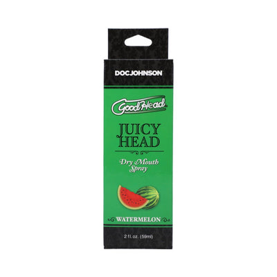 GoodHead Juicy Head Watermelon dry mouth spray in green and black packaging, 2 fl. oz. bottle size.