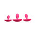 Set of three magenta silicone anal trainers in small, medium, and large sizes with curved bases for comfort.