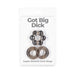 Two smoke-colored super-stretch cock rings in clear retail packaging labeled Got Big Dick Super-Stretch Cock Rings.