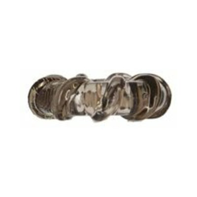 Set of three smoky translucent textured cock rings with varied shapes for enhanced sensation and comfort.