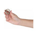 Hand holding a translucent smoky-colored stretchy cock ring from the Got Big Dick 3-pack set against a white background.