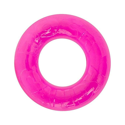 Bright pink translucent stretchy gummy ring designed for enhanced performance and comfort.