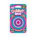 Packaging of Rock Candy Gummy Ring in purple, featuring a stretchy, snug fit design for enhanced performance.