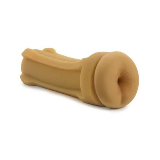 Beige self-lubricating shower stroker sleeve designed for realistic texture and easy cleaning.