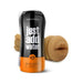 Happy Ending Just Add Water self-lubricating shower stroker with mouth design and black-orange packaging with hang cord.