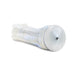 Clear textured stroker cup with flexible sleeve and adjustable suction design on white background.