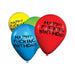 Colorful 11-inch birthday balloons with bold playful text for adult celebrations, pack of eight in red, blue, yellow, and green.