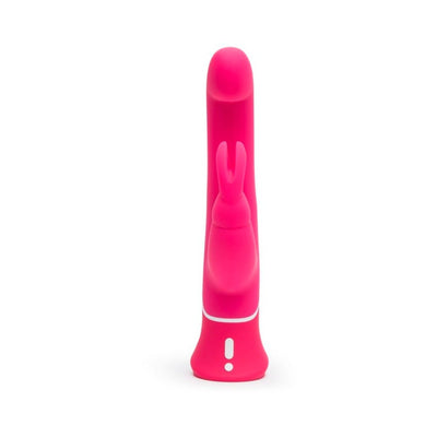 Bright pink silicone Happy Rabbit 2 G-Spot vibrator with rabbit-shaped clitoral stimulator and ergonomic base.