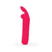 Pink silicone rechargeable bullet vibrator with flexible bunny ears and control buttons on the side.