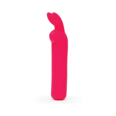 Pink silicone rechargeable bullet vibrator with flexible bunny ears for targeted stimulation.