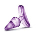 Purple tapered beginner-friendly anal toy with a flat base, made from smooth, flexible material.