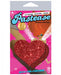 Packaging of red glitter heart-shaped self-adhesive waterproof pasties with vibrant pink and orange design.
