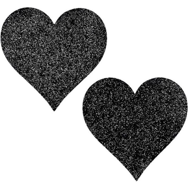 Heart Shaped Glitter Pasties Black O/S - SexToy.com