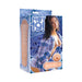 Packaging of Hey 19! Daisy Haze stroker featuring a model in a plaid shirt and product images on a blue geometric background.