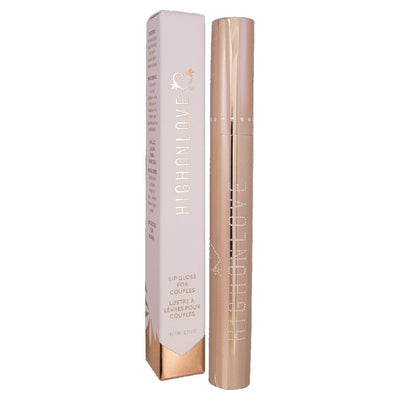 High On Love Couples Lip Gloss in sleek rose gold tube with matching box, designed for enhancing and hydrating lips.