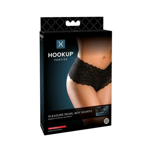 Hookup Pleasure Pearl Boy Shorts Black Fits Size S-l | SexToy.com