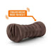 Chocolate-colored realistic stroker with textured grip and vibrating feature for targeted stimulation.