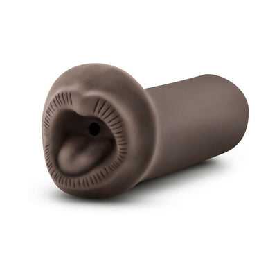 Blush Hot Chocolate Naughty Nicole Stroker in brown with realistic mouth design and soft, flexible texture.