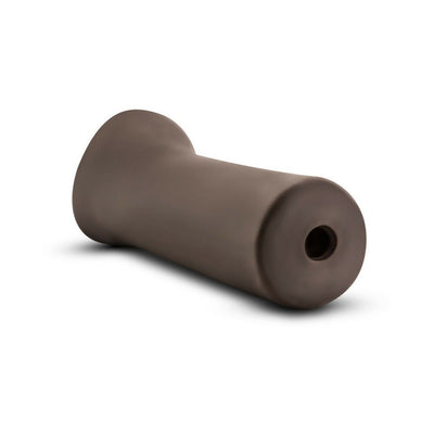 Blush Hot Chocolate Naughty Nicole Stroker in brown with soft, flexible design and open end on white background.