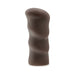Chocolate-colored flexible stroker with a contoured, textured design for enhanced sensation.