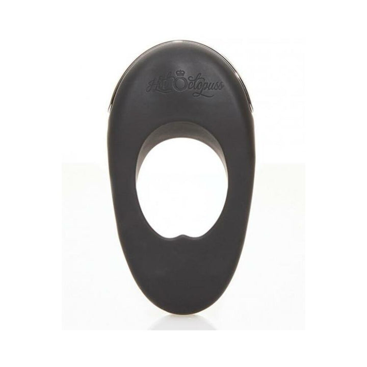 Black Hot Octopuss Atom Plus vibrating silicone cock ring with ergonomic design and embossed logo.