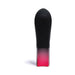 Plum-colored G-spot vibrator with ergonomic black gel tip and gradient red base, standing upright on white background.