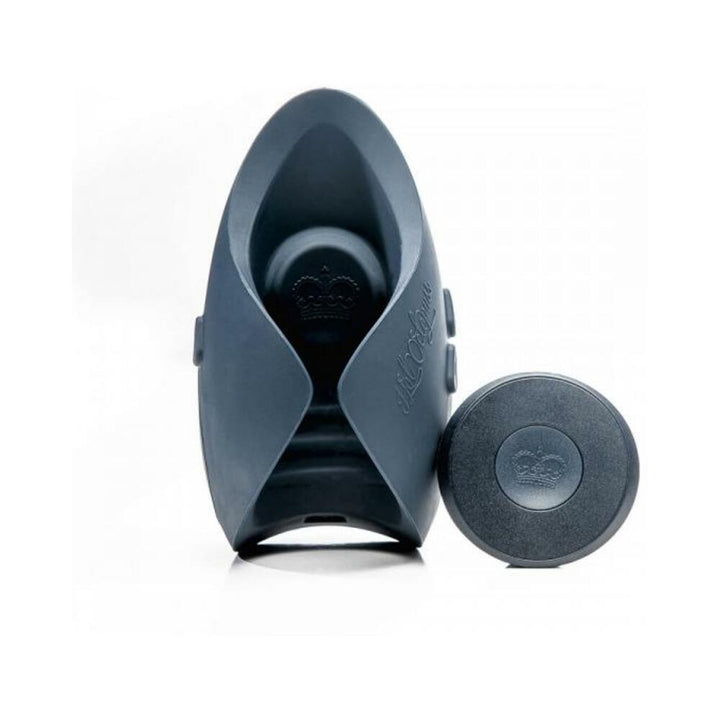 Blue Hot Octopuss Pulse Duo couples' vibrator with remote control, featuring ergonomic silicone design and embossed crown logo.