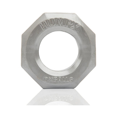 Transparent octagonal Humpx cockring with embossed branding, designed for comfort and enhanced fit.
