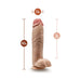 Beige 10.5-inch realistic dildo with suction cup base and detailed texture, 2.5-inch width, 9-inch insertable length.