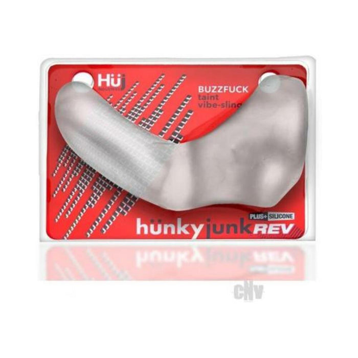 Hunkyjunk Buzzfuck Cock & Ball Sling With Taint Vibrator Clear Ice | SexToy.com