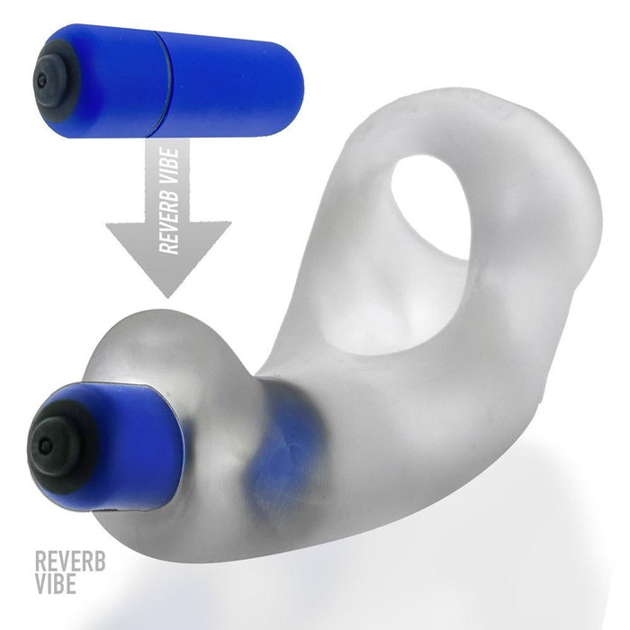 Hunkyjunk Buzzfuck Cock & Ball Sling With Taint Vibrator Clear Ice - SexToy.com