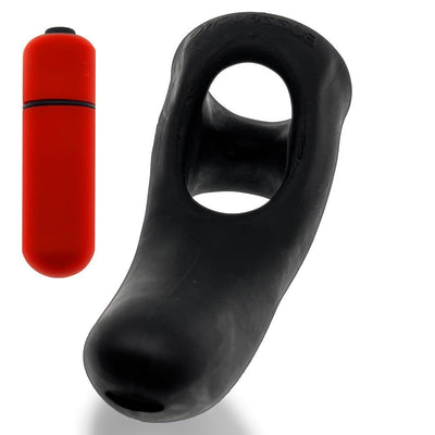Hunkyjunk Buzzfuck Cock & Ball Sling With Taint Vibrator Tar Ice - SexToy.com