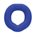 Blue Hunkyjunk Fit Ergo C-ring with ergonomic shape and embossed logo on white background.