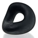 Black flexible Hunkyjunk Form Surround cockring with a unique curved shape and soft matte finish.
