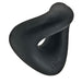 Black triangular soft silicone blend cockring with a smooth matte finish and embossed logo detail.