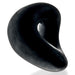 Black flexible cockring with a unique curved design made from soft, stretchy silicone blend material.