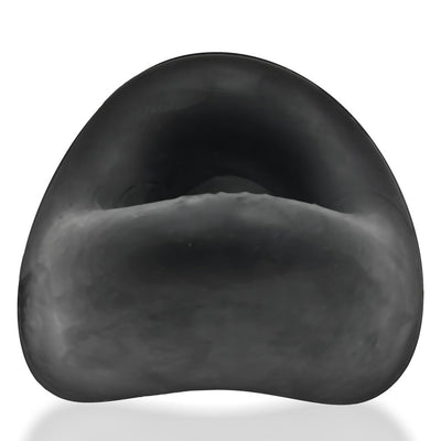 Black curved cockring with a smooth, soft matte finish and ergonomic wavy design for a comfortable fit.