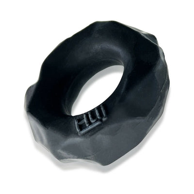 Black Hunkyjunk Fractal Tactile Cockring with textured, faceted design and soft matte finish.