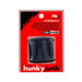 Hunkyjunk Gyroballs black stretchable ballstretcher with ribbed design in red and black retail packaging